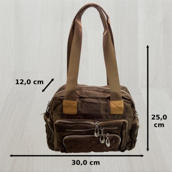 Preview: flevado Große Damen Umhängetasche Reißverschluss Freizeittasche Jugend/ Frauen braun